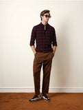 BEAR HOUSE Wine Block Check Shirt