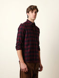 BEAR HOUSE Wine Block Check Shirt