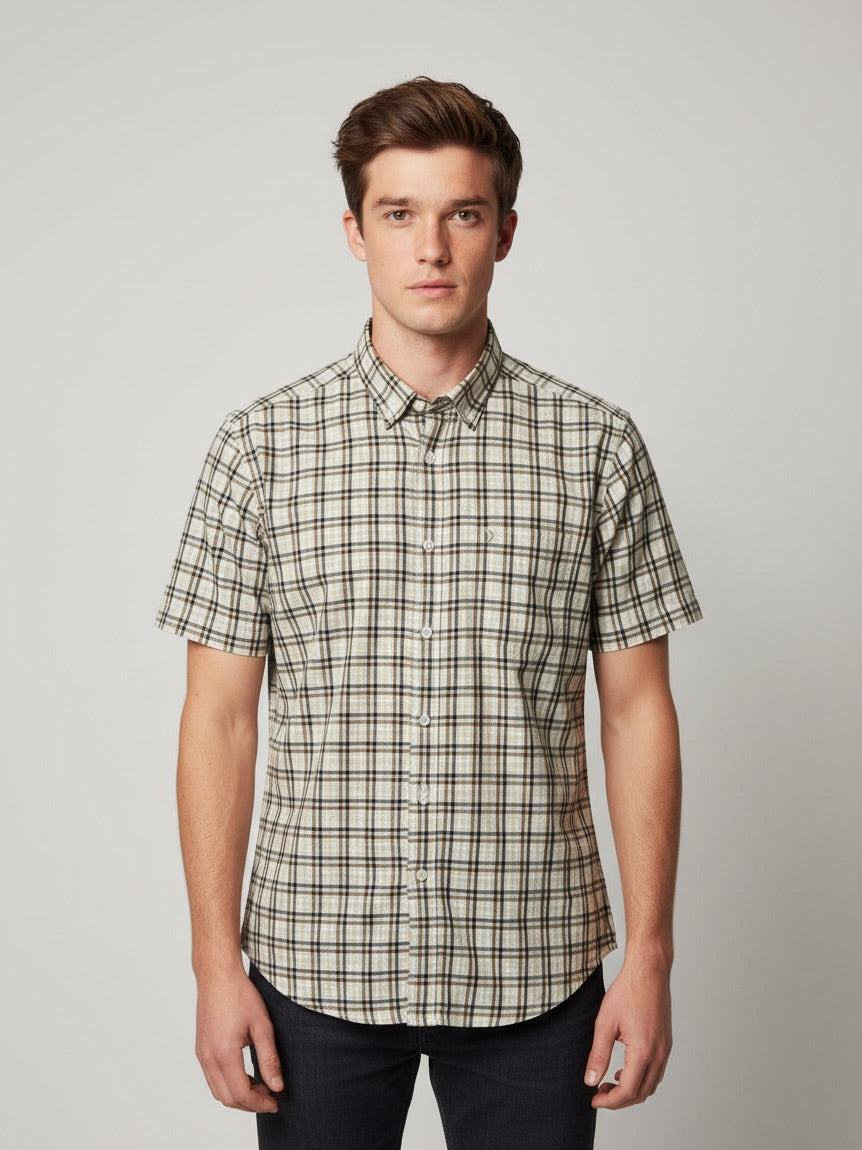 CITRUS Warm Taupe Madras Shirt