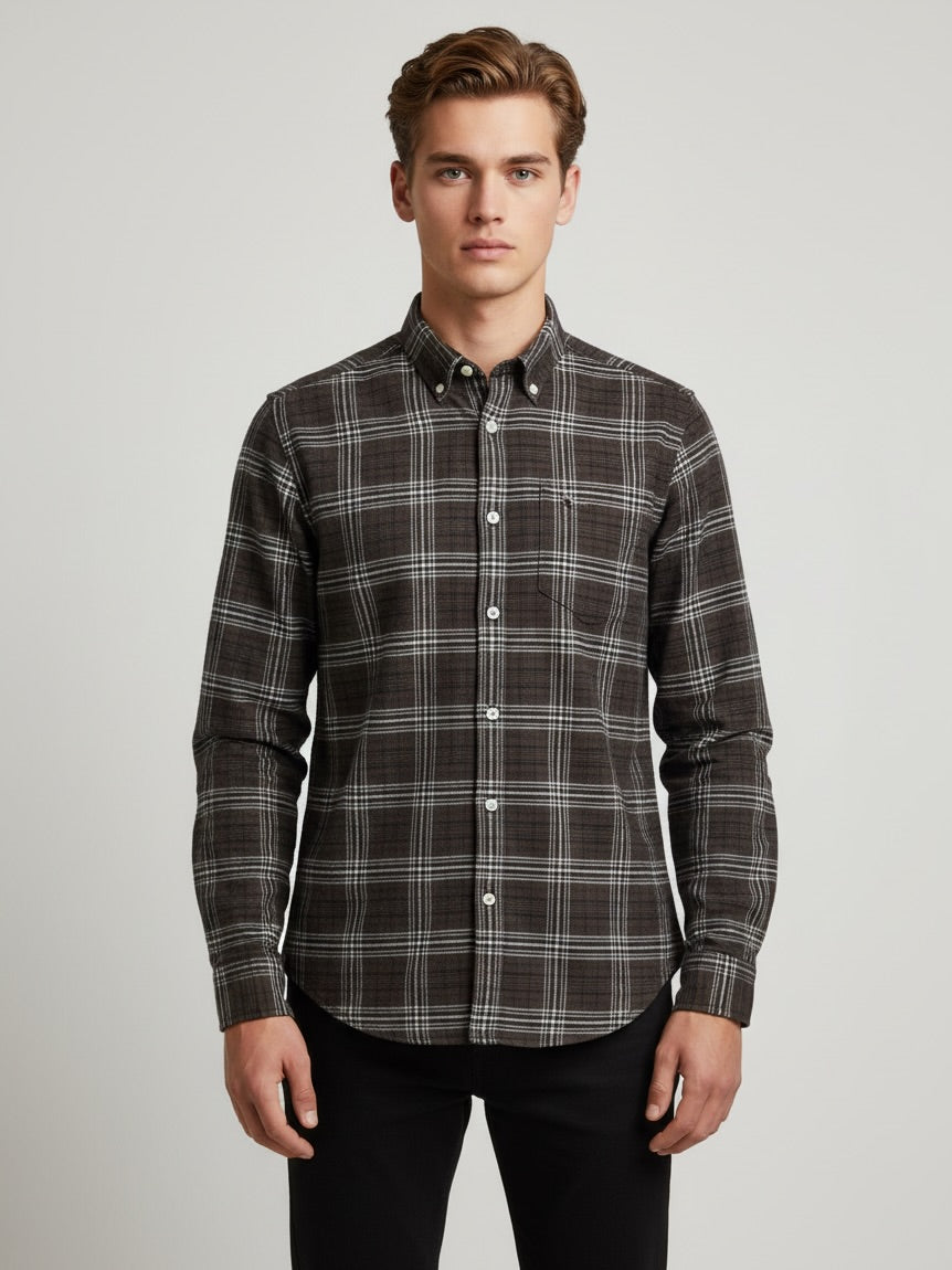 MENLO Dark Roast Plaid Shirt