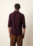 BEAR HOUSE Wine Block Check Shirt